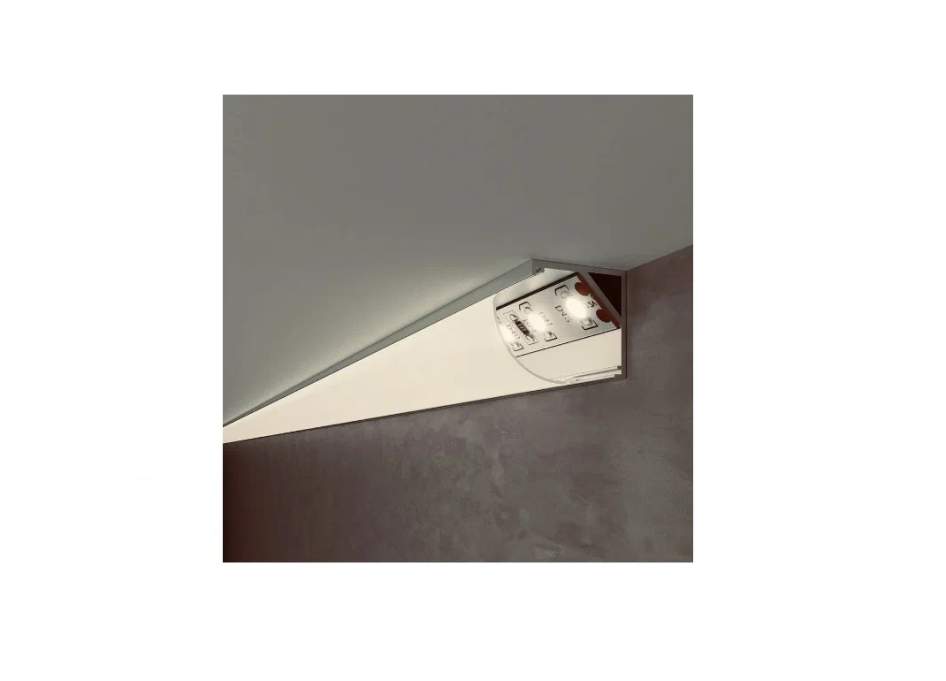 Uglovoi aliuminievyi profil` s ekranom 2000h16x16mm v upakovke