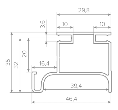 Профиль Gola-X вертикальный, L-формы, ДСП 16мм, 5000мм, черный матовый, AQ 2