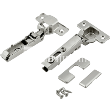 Петля накладная Clip V.2 с эксцентриком с доводчиком (с заглушками и саморезами) AQ