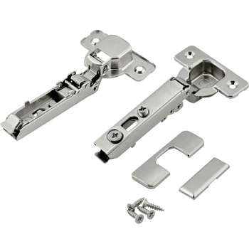 Петля накладная Clip V.2 с эксцентриком с доводчиком (с заглушками и саморезами) AQ