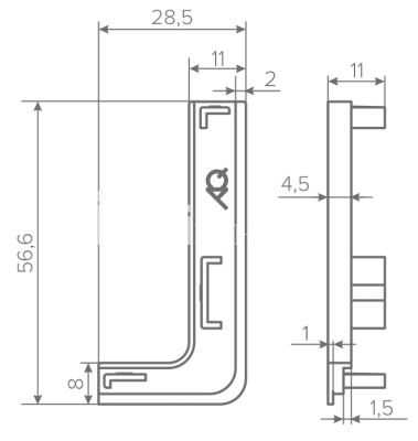 Заглушка контурная для горизонт. L-образного профиля Gola-X, черный, AQ 1
